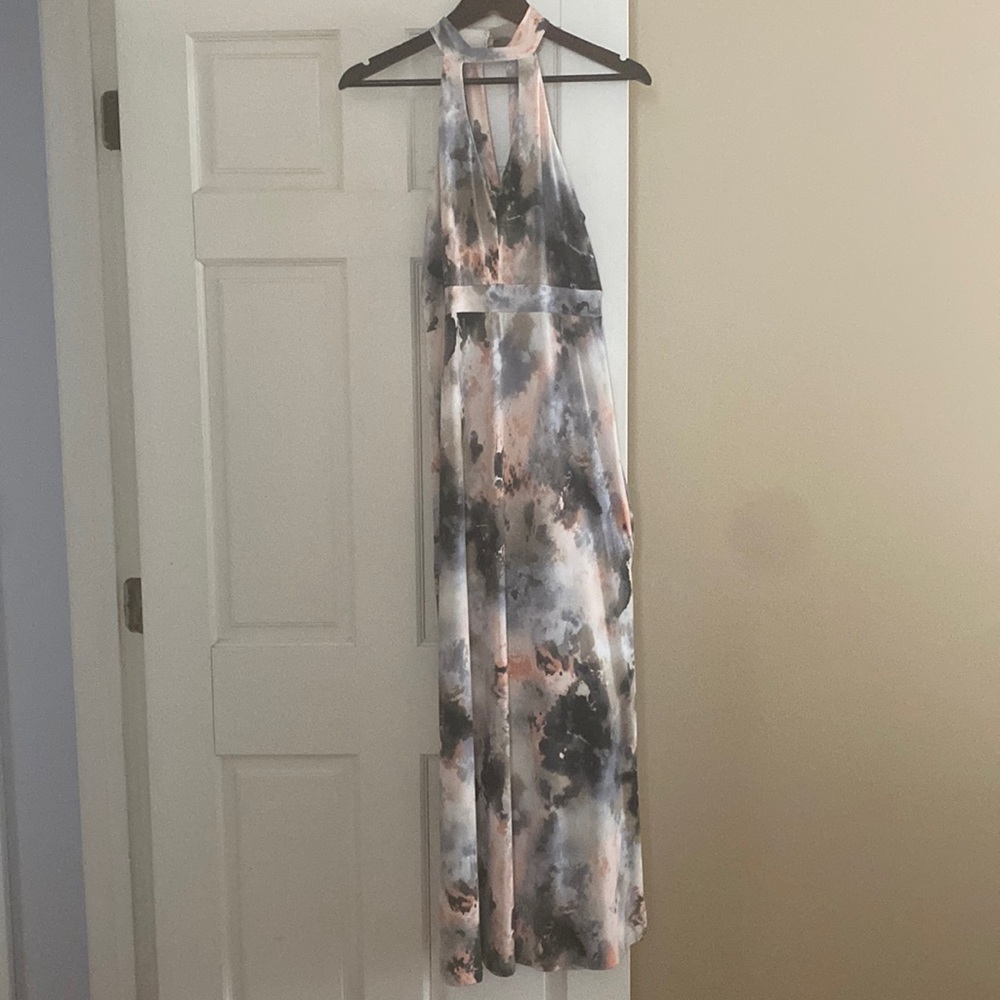 Long, tie-dye, halter dress